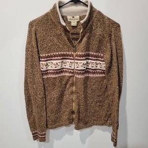 Woolrich Women Fawn Heather Zip Up Cardigan Size M Sweater